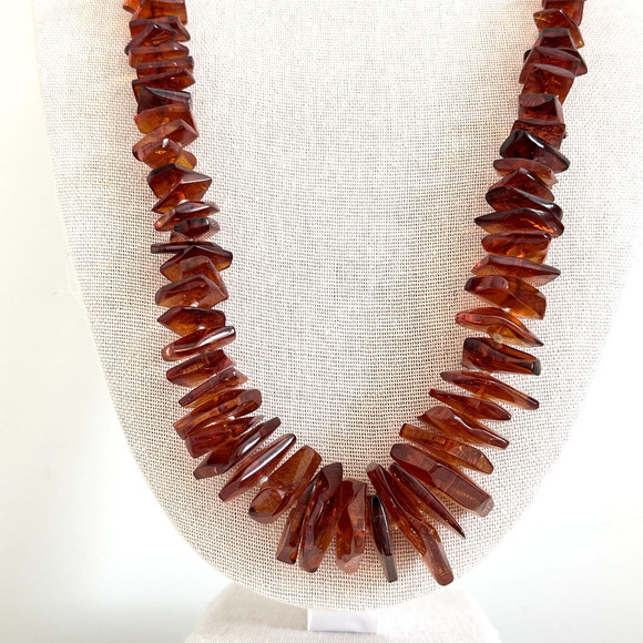 Vintage Natural Baltic Amber Graduated Long Beaded Chunky Hand Knotted Necklace - Picture 4 of 16